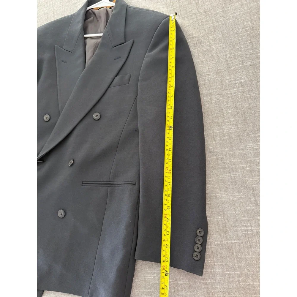 Donna Karan New York Vintage 80s Double Breasted Wool Blazer Made in Italy Black